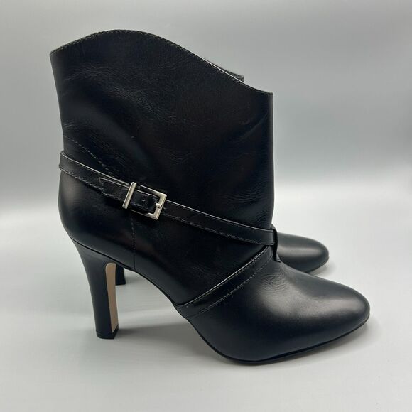 BCBGeneration Black Leather High Ankle Bootie Slip On Womens Size 10M - Picture 2 of 12